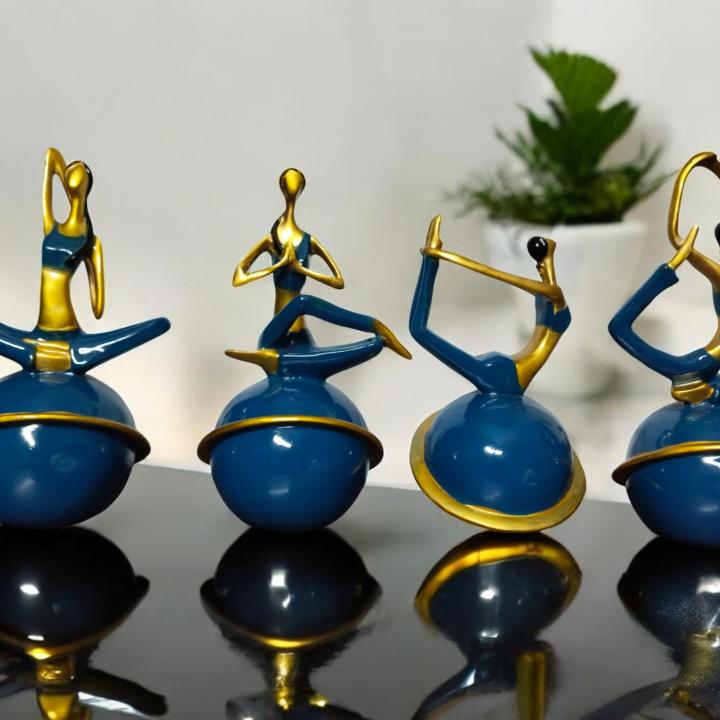 Ball Yoga Lady Set of 4 Idols - Elegant Fitness & Serenity Sculptures for Home & Yoga Studio Decor
