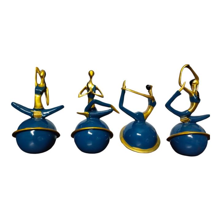 Ball Yoga Lady Set of 4 Idols - Elegant Fitness & Serenity Sculptures for Home & Yoga Studio Decor