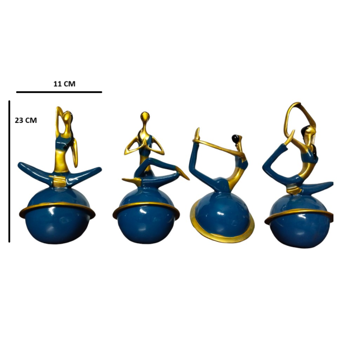 Ball Yoga Lady Set of 4 Idols - Elegant Fitness & Serenity Sculptures for Home & Yoga Studio Decor