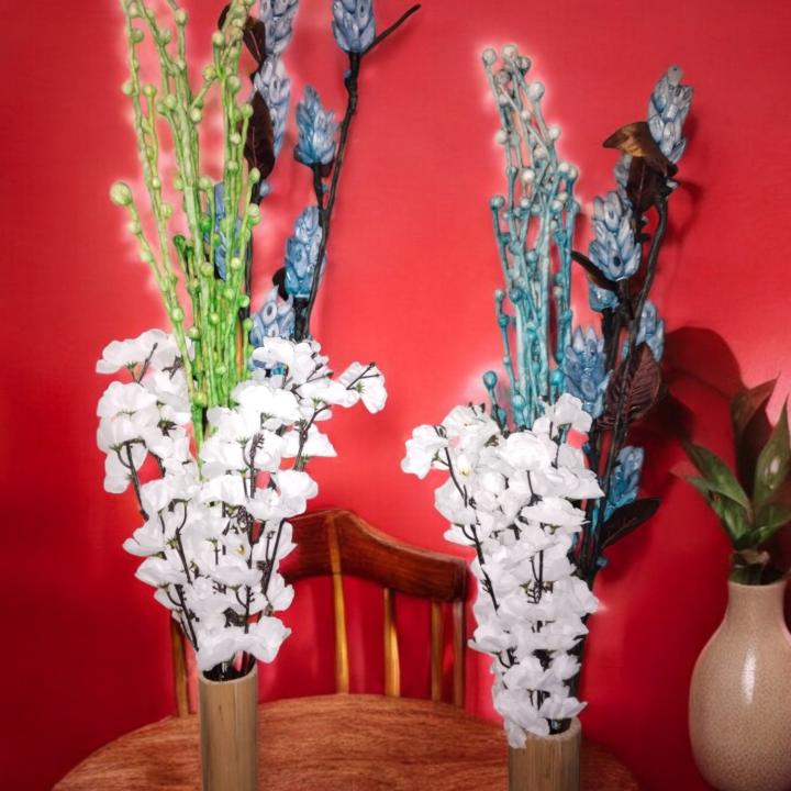 Handmade Flowers with Bamboo Vase set of 2 – Elegant Home Decor for Every Space
