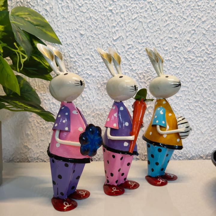 Iron Cute Baby Male Rabbit Set of 3 – Adorable Handcrafted Decor