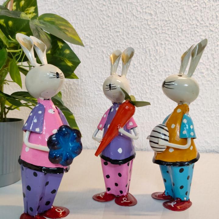 Iron Cute Baby Male Rabbit Set of 3 – Adorable Handcrafted Decor