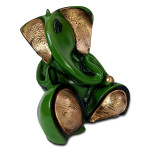 Polyresin Ganesh Showpiece Ganpati Idol Ganesha Statue Green Sliver