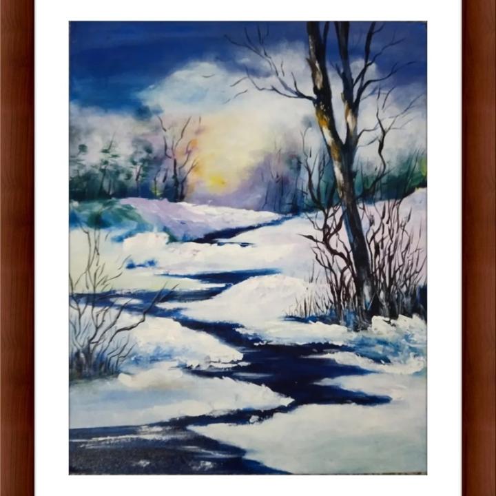 Majestic Ice Mountain Nature Painting - Captivating Beauty in Canvas