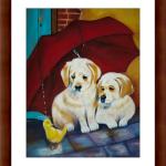 Adorable Handmade Puppy Dog Painting - Cute Charm for Your Home