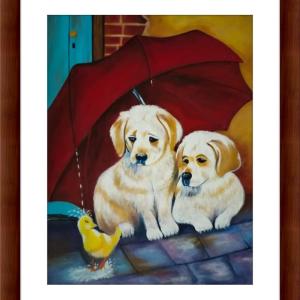 Adorable Handmade Puppy Dog Painting - Cute Charm for Your Home