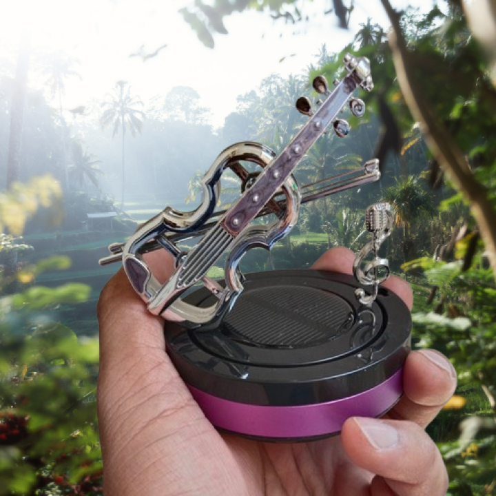 Solar-Powered Guitar Model Car Aroma Diffuser with Extra 10 ML Fragrance Aroma - Enjoy Freshness On-The-Go!