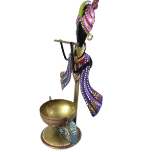 Elegant Metal Art Tealight Shree Krishna Stand - Illuminate Your Space with Divine Grace