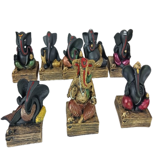 Set of 8 Exquisite Ganesha Idols - Embrace Divine Blessings