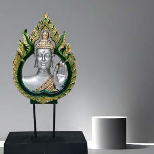Tranquil Buddha Face with Stand- Serenity for Your Home Decor