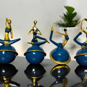 Ball Yoga Lady Set of 4 Idols - Elegant Fitness & Serenity Sculptures for Home & Yoga Studio Decor
