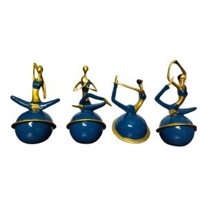 Ball Yoga Lady Set of 4 Idols - Elegant Fitness & Serenity Sculptures for Home & Yoga Studio Decor