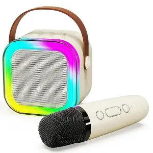 Bluetooth Karaoke Speaker with Mic , FM Radio, AM Radio, and Multi-Color LED Lights - Your Ultimate Entertainment Hub