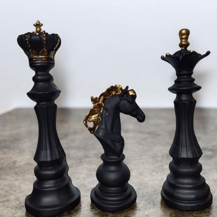 King, Queen, and Knight Chess Idols - Elegant & Strategic Home Decor for Sophisticated