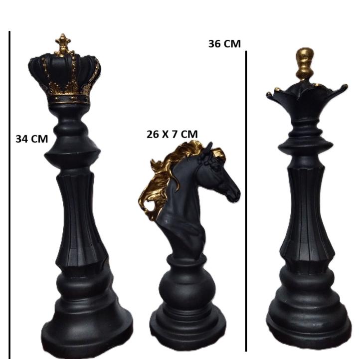 King, Queen, and Knight Chess Idols - Elegant & Strategic Home Decor for Sophisticated