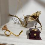 Miniature Gramophone, Bigul, and Saxophone Combo – Vintage Musical Instrument Set for Home Decor
