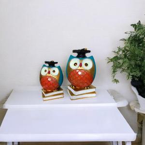 Degree Owl Set of 2 Idols - Symbol of Wisdom & Knowledge for Home, Office, or Study Decor