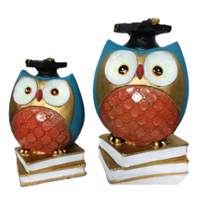 Degree Owl Set of 2 Idols - Symbol of Wisdom & Knowledge for Home, Office, or Study Decor