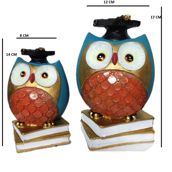 Degree Owl Set of 2 Idols - Symbol of Wisdom & Knowledge for Home, Office, or Study Decor