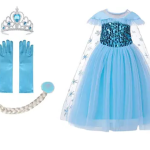 Magical Elsa Dress with Accessories – Perfect Costume for Kids and Frozen Fans!