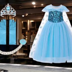 Magical Elsa Dress with Accessories – Perfect Costume for Kids and Frozen Fans!