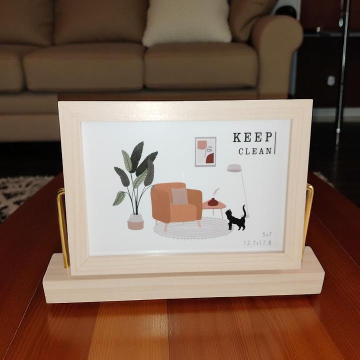 360° Dual-Sided Wooden Photo Frame – One Side with Mirror for Elegant Utility