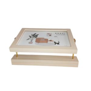 360° Dual-Sided Wooden Photo Frame – One Side with Mirror for Elegant Utility