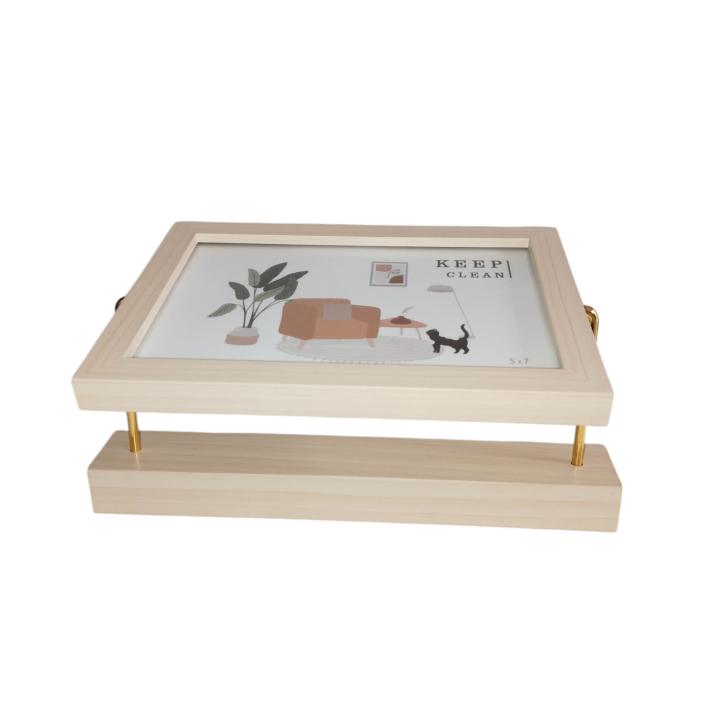 360° Dual-Sided Wooden Photo Frame – One Side with Mirror for Elegant Utility