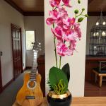 Elegant White Orchid Artificial Flower with Decorative Pot for Home Decor