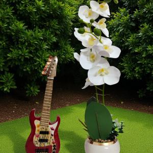 Elegant White Orchid Artificial Flower with Decorative Pot for Home Decor