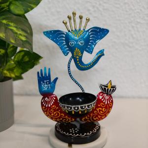 Mini Ganesha Tealight Holder Set of 5 – Auspicious Décor with Divine Light