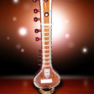 Miniature Sitar Musical Instrument – Handcrafted Decor for Classical Music Enthusiasts