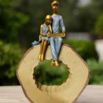Couple Sitting on Tree Stem Bench - Romantic Home Decor for Love & Togetherness