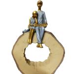 Couple Sitting on Tree Stem Bench - Romantic Home Decor for Love & Togetherness