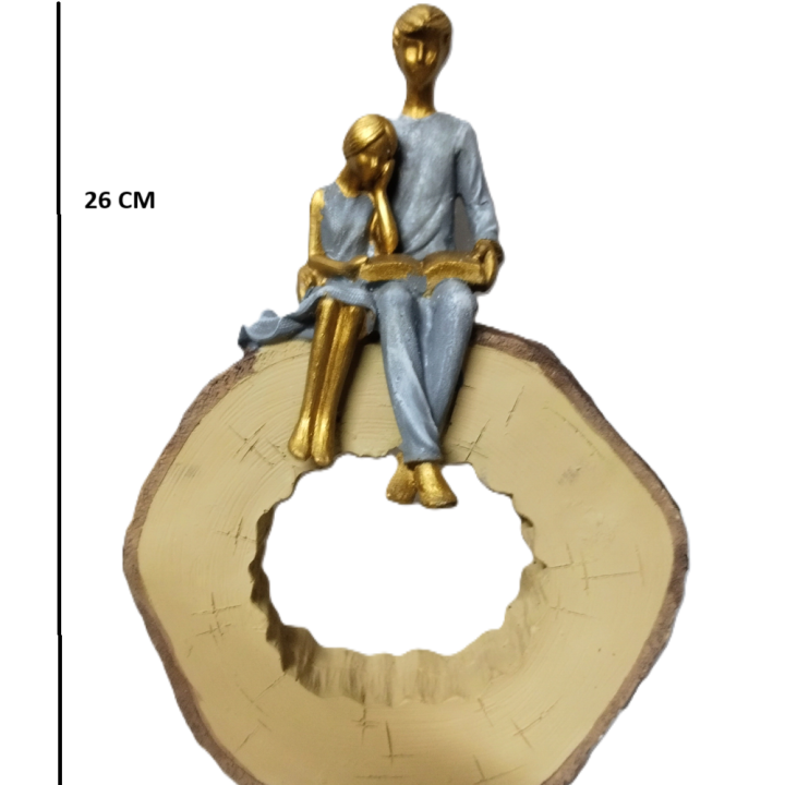 Couple Sitting on Tree Stem Bench - Romantic Home Decor for Love & Togetherness