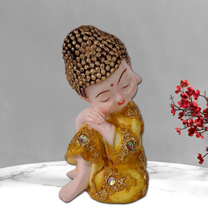 Adorable Baby Yellow Buddha Idol - Invite Serenity into Your Home