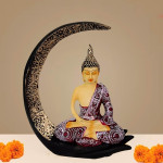 Tranquil Buddha Sitting on Moon Idol - Spiritual Elegance for Your Home