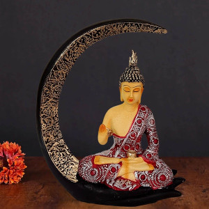 Tranquil Buddha Sitting on Moon Idol - Spiritual Elegance for Your Home