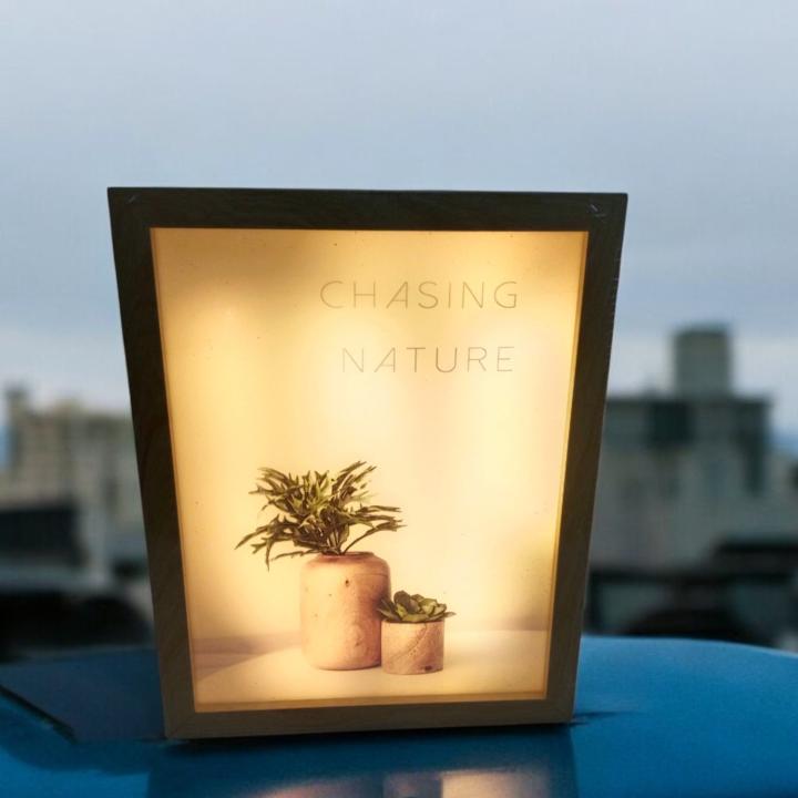 Wooden Double-Sided Photo Frame with 3-Mode Touch LED Light – A Perfect Blend of Elegance & Innovation